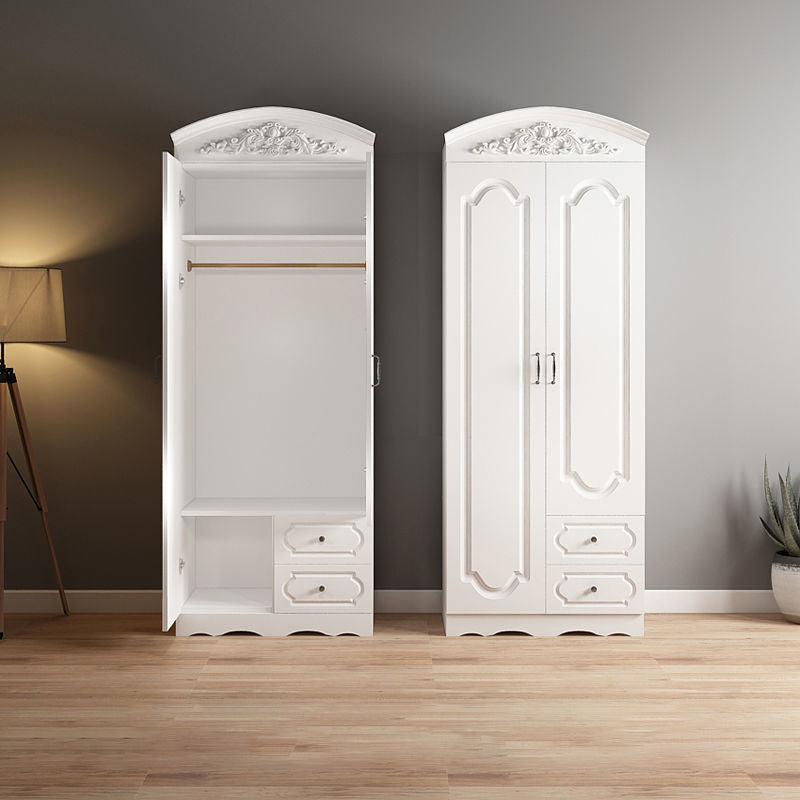 Engineered Wood Wardrobe Closet with Garment Rod White Wardrobe Cabinet 31.5"L x 20"W x 82"H White Clearhalo 'Armoires & Wardrobes' 'armoires_wardrobes' 'Bedroom Furniture' 'furn' 'furn_armoires_wardrobes' 'Furniture' 6733125
