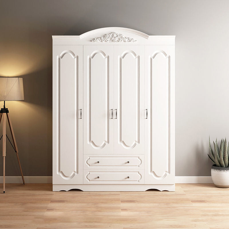Engineered Wood Wardrobe Closet with Garment Rod White Wardrobe Cabinet 63"L x 20"W x 82"H White Clearhalo 'Armoires & Wardrobes' 'armoires_wardrobes' 'Bedroom Furniture' 'furn' 'furn_armoires_wardrobes' 'Furniture' 6733126