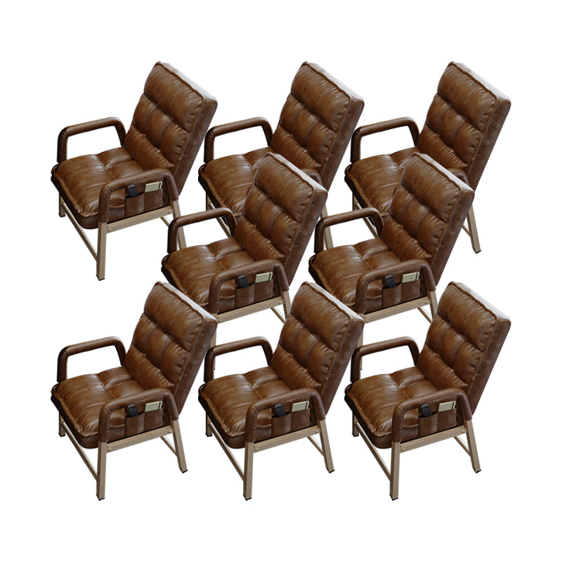 Chaise de bureau en métal chaise de bras contemporain à hauteur de dos réglable