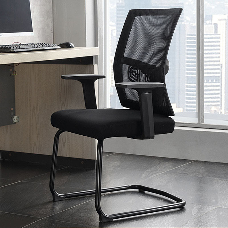 Chaise de bureau ergonomique moderne sans roues à bras fixes rembourrés sans chaise de bureau pénible