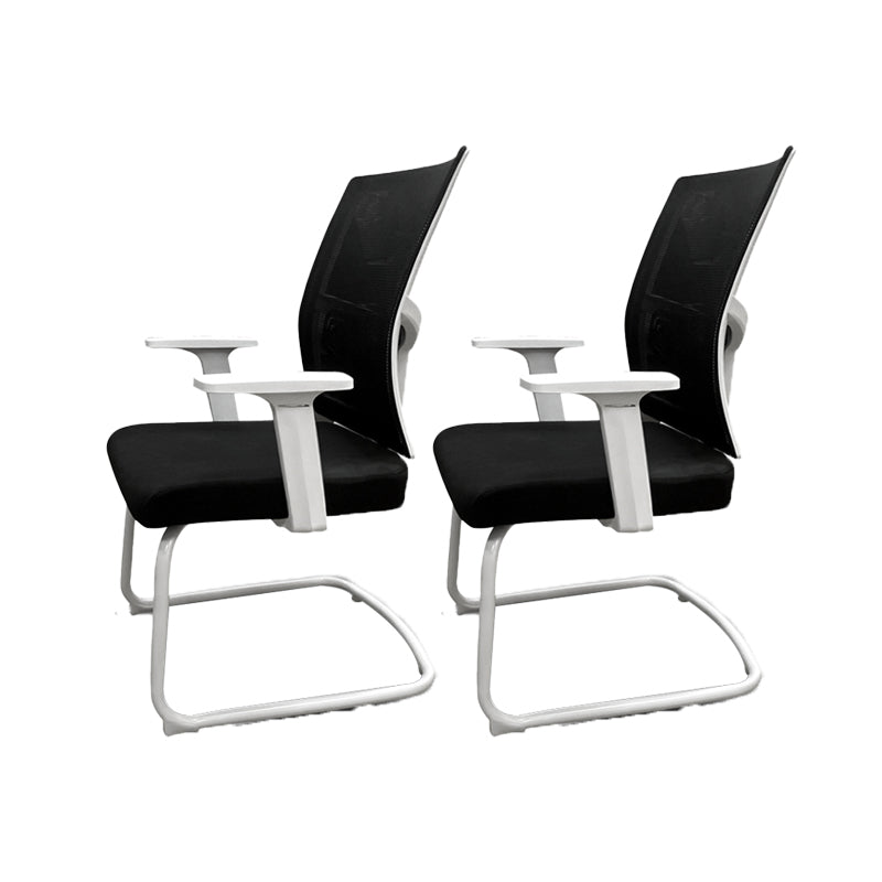 Chaise de bureau ergonomique moderne sans roues à bras fixes rembourrés sans chaise de bureau pénible