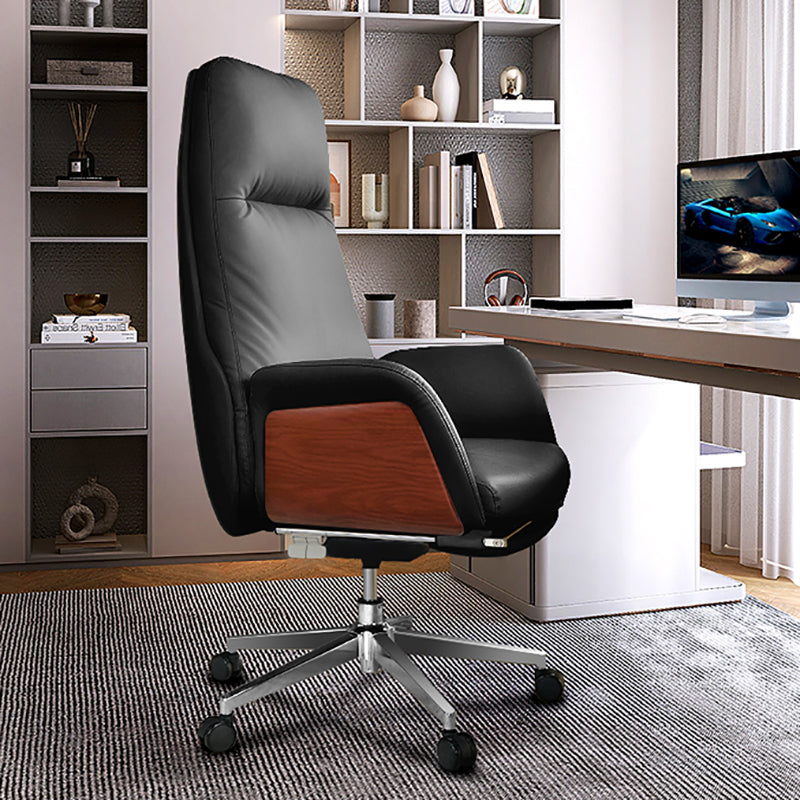 Modern No Arm Executive Chair Adjustable Height Managers Chair for Office Black 1 Piece Clearhalo 'furn' 'furn_office_chair' 'Furniture' 'Office Chairs' 'Office Furniture' 'office_chair' 6733325