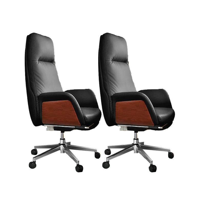 Modern No Arm Executive Chair Adjustable Height Managers Chair for Office Black 2 Piece Set Clearhalo 'furn' 'furn_office_chair' 'Furniture' 'Office Chairs' 'Office Furniture' 'office_chair' 6733326