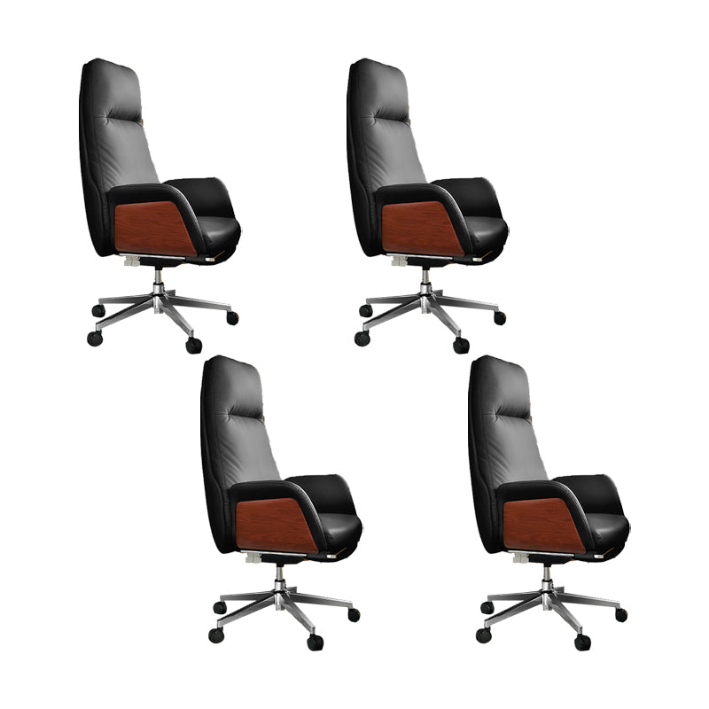 Modern No Arm Executive Chair Adjustable Height Managers Chair for Office Black 4 Piece Set Clearhalo 'furn' 'furn_office_chair' 'Furniture' 'Office Chairs' 'Office Furniture' 'office_chair' 6733329