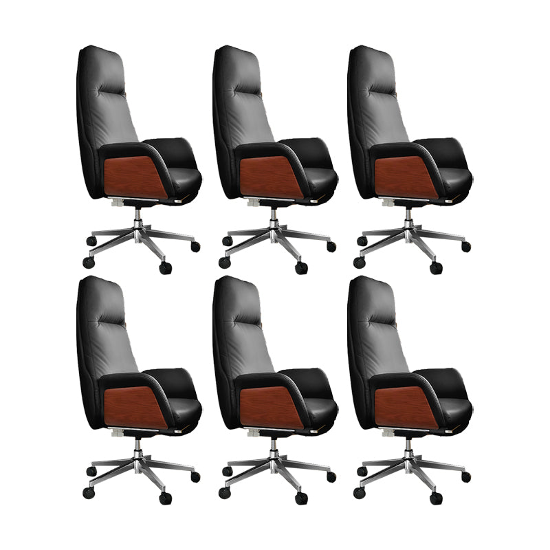 Modern No Arm Executive Chair Adjustable Height Managers Chair for Office Black 6 Piece Set Clearhalo 'furn' 'furn_office_chair' 'Furniture' 'Office Chairs' 'Office Furniture' 'office_chair' 6733331