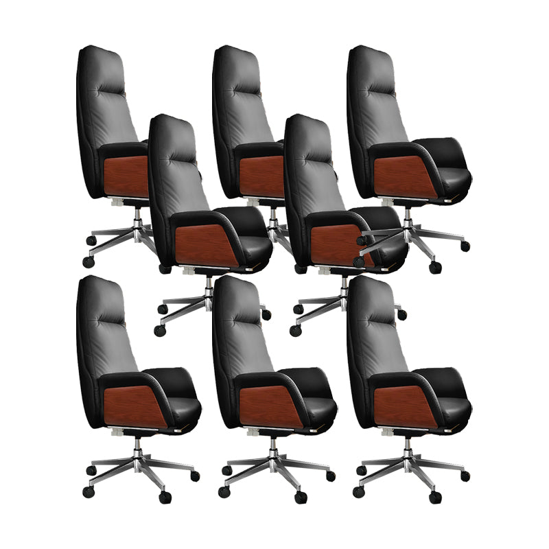 Modern No Arm Executive Chair Adjustable Height Managers Chair for Office Black 8 Piece Set Clearhalo 'furn' 'furn_office_chair' 'Furniture' 'Office Chairs' 'Office Furniture' 'office_chair' 6733333