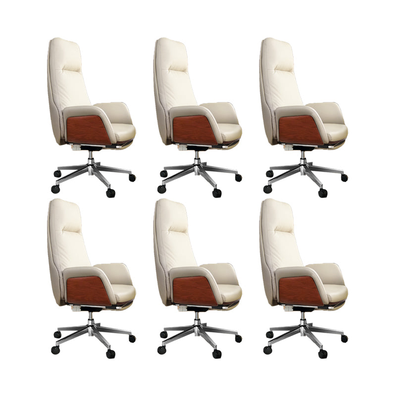 Modern No Arm Executive Chair Adjustable Height Managers Chair for Office Off-White 6 Piece Set Clearhalo 'furn' 'furn_office_chair' 'Furniture' 'Office Chairs' 'Office Furniture' 'office_chair' 6733341