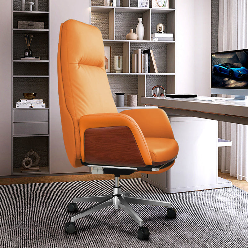 Modern No Arm Executive Chair Adjustable Height Managers Chair for Office Orange 1 Piece Clearhalo 'furn' 'furn_office_chair' 'Furniture' 'Office Chairs' 'Office Furniture' 'office_chair' 6733350