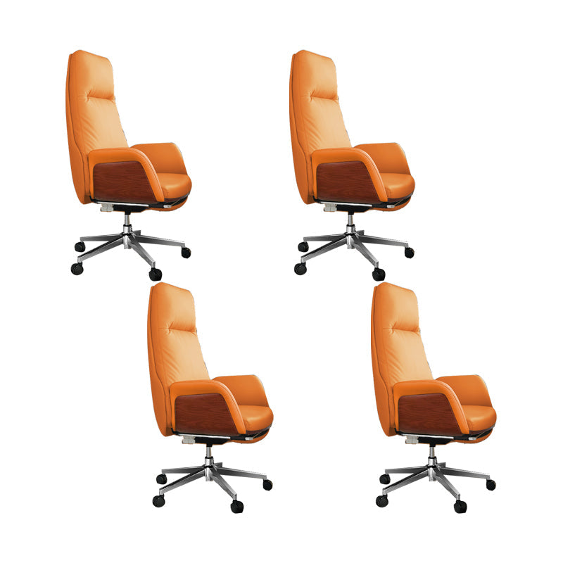 Modern No Arm Executive Chair Adjustable Height Managers Chair for Office Orange 4 Piece Set Clearhalo 'furn' 'furn_office_chair' 'Furniture' 'Office Chairs' 'Office Furniture' 'office_chair' 6733352