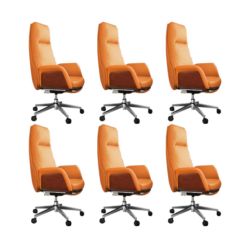 Modern No Arm Executive Chair Adjustable Height Managers Chair for Office Orange 6 Piece Set Clearhalo 'furn' 'furn_office_chair' 'Furniture' 'Office Chairs' 'Office Furniture' 'office_chair' 6733353