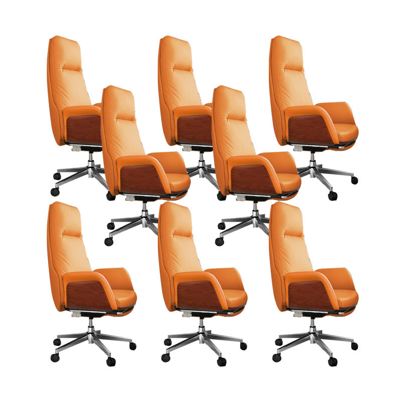 Modern No Arm Executive Chair Adjustable Height Managers Chair for Office Orange 8 Piece Set Clearhalo 'furn' 'furn_office_chair' 'Furniture' 'Office Chairs' 'Office Furniture' 'office_chair' 6733354