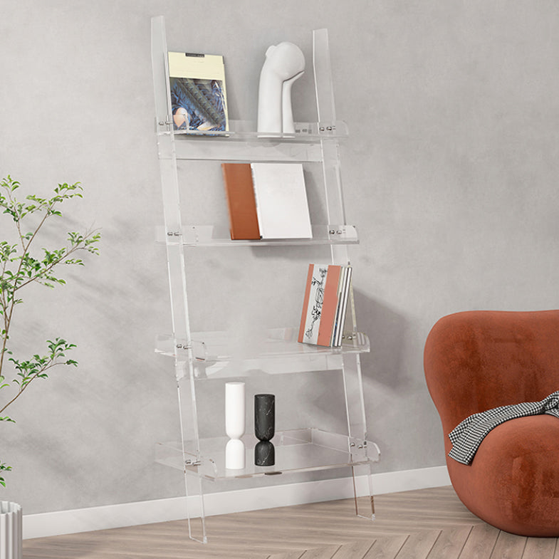 Ladder Open Back Bookshelf Acrylic Scandinavian Bookcase with Shelves