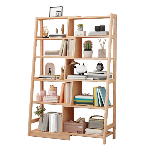 Wooden Ladder Bookshelf Modern Style Open Back Bookcase for Home Office