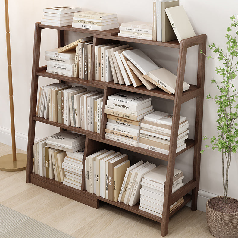 Wooden Ladder Bookshelf Modern Style Open Back Bookcase for Home Office