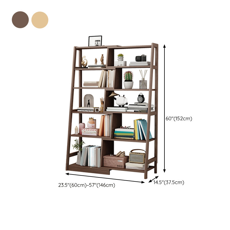 Wooden Ladder Bookshelf Modern Style Open Back Bookcase for Home Office