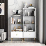 Modern Engineered Wood Bookcase Standard Closed Back Bookshelf with Drawer