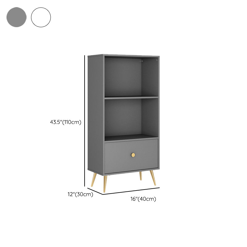 Modern Engineered Wood Bookcase Standard Closed Back Bookshelf with Drawer