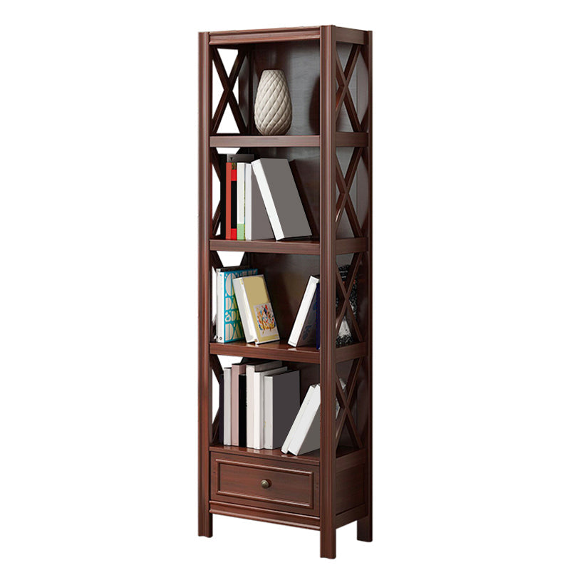 Wood Standard Bookcase Contemporary Closed Back Bookshelf with Shelves