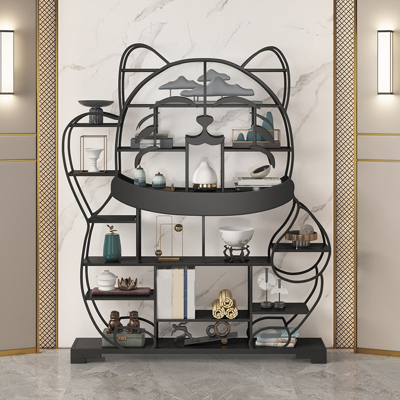 Glam Shelves Included Bookcase Standard Open Back Metal Bookshelf Black Clearhalo 'Bookcases' 'furn' 'furn_bookcases' 'Furniture' 'Office Furniture' 6733813