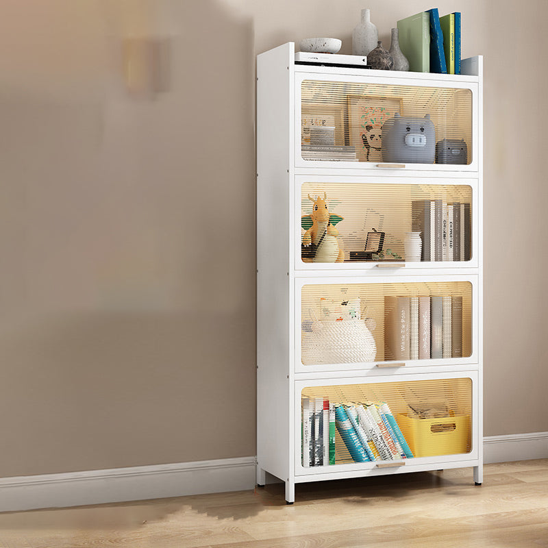 White Metal Closed Back Bookshelf Standard Contemporary Bookcase
