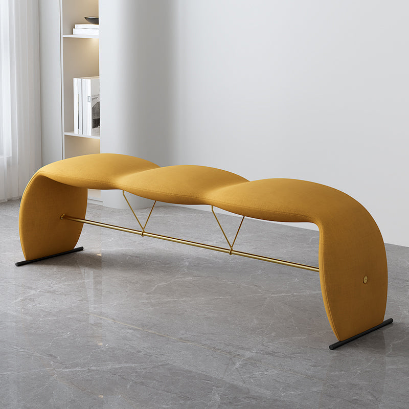Solid Color Cushioned Seating Bench Rectangle Modern Bedroom Bench 60"L x 14"W x 18"H Yellow Clearhalo 'Benches' 'Chairs & Seating' 'furn' 'furn_benches' 'Furniture' 'Living Room Furniture' 6733939