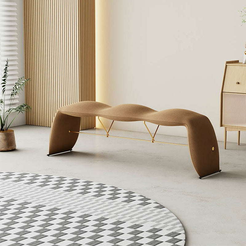 Solid Color Cushioned Seating Bench Rectangle Modern Bedroom Bench 60"L x 14"W x 18"H Yellow-Brown Clearhalo 'Benches' 'Chairs & Seating' 'furn' 'furn_benches' 'Furniture' 'Living Room Furniture' 6733942