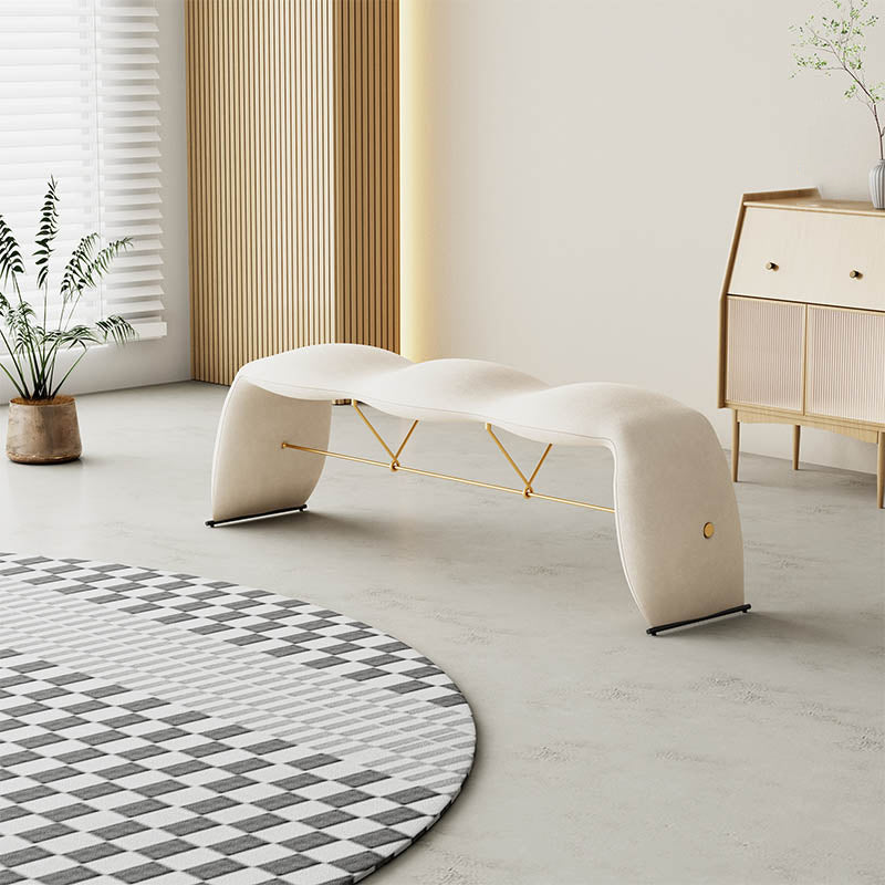 Solid Color Cushioned Seating Bench Rectangle Modern Bedroom Bench 60"L x 14"W x 18"H Off-White Clearhalo 'Benches' 'Chairs & Seating' 'furn' 'furn_benches' 'Furniture' 'Living Room Furniture' 6733945