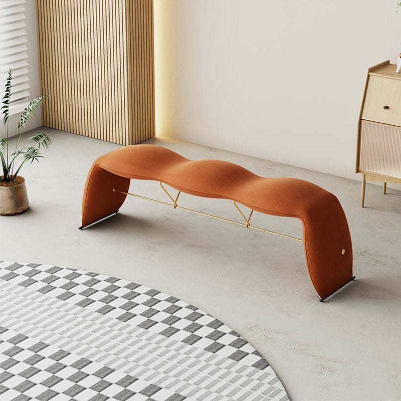 Solid Color Cushioned Seating Bench Rectangle Modern Bedroom Bench 60"L x 14"W x 18"H Brown Clearhalo 'Benches' 'Chairs & Seating' 'furn' 'furn_benches' 'Furniture' 'Living Room Furniture' 6733946