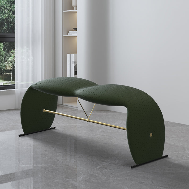 Solid Color Cushioned Seating Bench Rectangle Modern Bedroom Bench 45"L x 14"W x 18"H Green Clearhalo 'Benches' 'Chairs & Seating' 'furn' 'furn_benches' 'Furniture' 'Living Room Furniture' 6733953