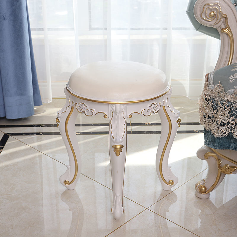 Mid-Century Modern Ottoman Faux Leather Upholstered Solid Color Round Ottoman Beige 1 Piece Clearhalo 'furn' 'furn_ottomans_poufs' 'Furniture' 'Living Room Furniture' 'Ottomans & Poufs' 'ottomans_poufs' 6734144