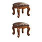 Mid-Century Modern Pouf Ottoman Genuine Leather Tufted Nailhead Trim Rectangle Ottoman Brown 2 Piece Set Clearhalo 'furn' 'furn_ottomans_poufs' 'Furniture' 'Living Room Furniture' 'Ottomans & Poufs' 'ottomans_poufs' 6734170