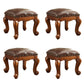 Mid-Century Modern Pouf Ottoman Genuine Leather Tufted Nailhead Trim Rectangle Ottoman Brown 4 Piece Set Clearhalo 'furn' 'furn_ottomans_poufs' 'Furniture' 'Living Room Furniture' 'Ottomans & Poufs' 'ottomans_poufs' 6734172