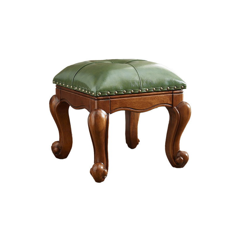 Mid-Century Modern Pouf Ottoman Genuine Leather Tufted Nailhead Trim Rectangle Ottoman Clearhalo 'furn' 'furn_ottomans_poufs' 'Furniture' 'Living Room Furniture' 'Ottomans & Poufs' 'ottomans_poufs' 6734184