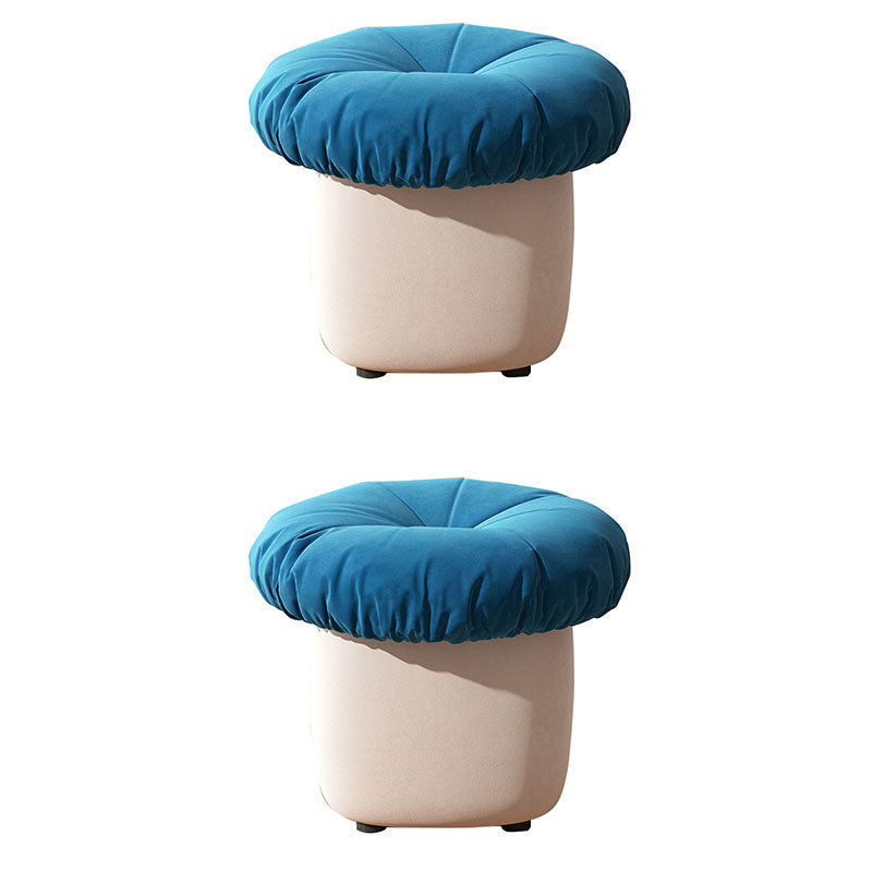 Contemporary Pouf Ottoman Cotton Upholstered Tufted Mushroom Shape Ottoman Blue 2 Piece Set Clearhalo 'furn' 'furn_ottomans_poufs' 'Furniture' 'Living Room Furniture' 'Ottomans & Poufs' 'ottomans_poufs' 6734194