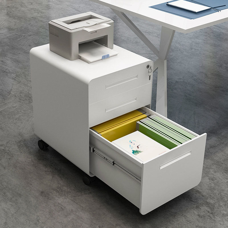 Armadi contemporanei Piedistale File File con cornice in acciaio con blocco chiave per l'ufficio