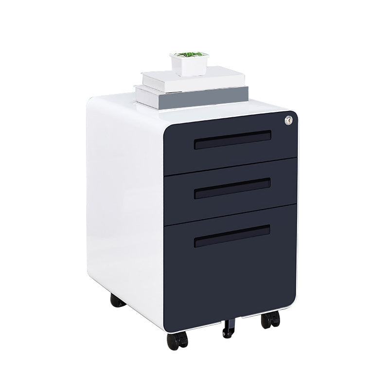 Armadi contemporanei Piedistale File File con cornice in acciaio con blocco chiave per l'ufficio
