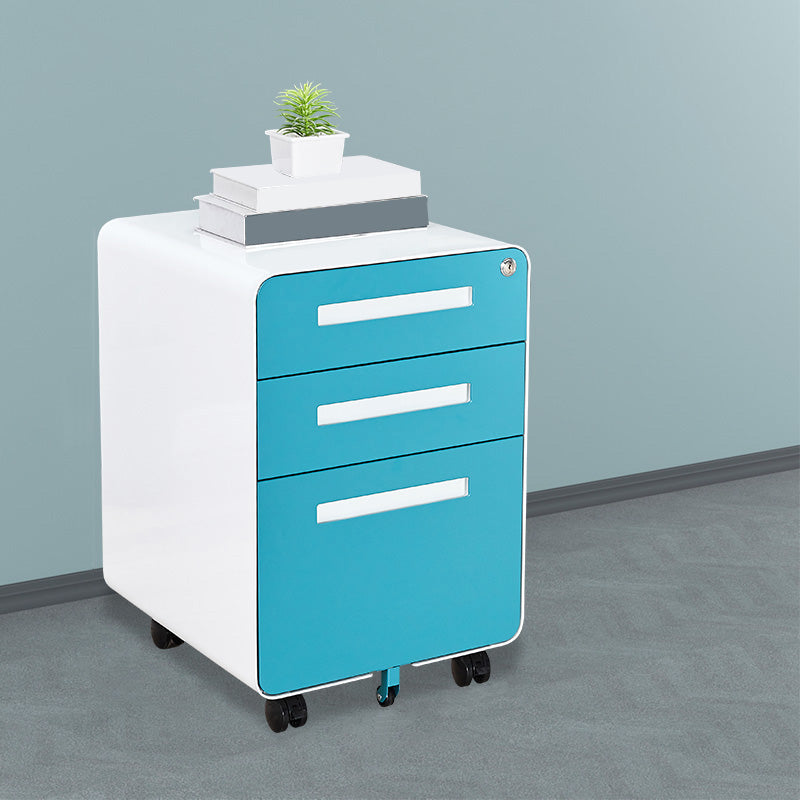 Armadi contemporanei Piedistale File File con cornice in acciaio con blocco chiave per l'ufficio