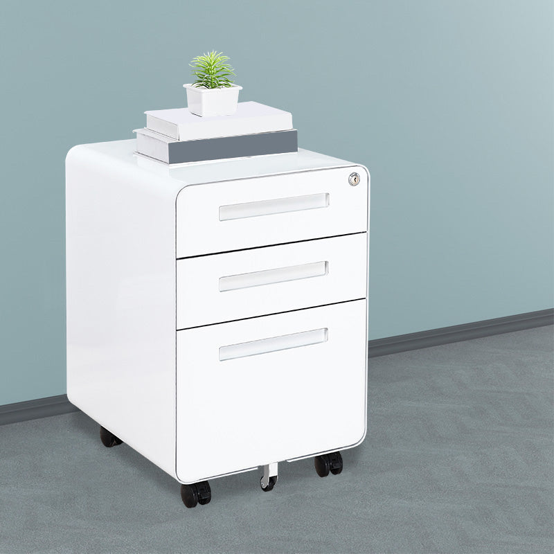 Armadi contemporanei Piedistale File File con cornice in acciaio con blocco chiave per l'ufficio