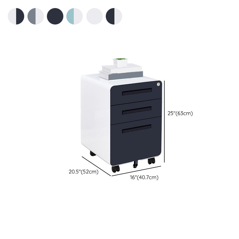 Armadi contemporanei Piedistale File File con cornice in acciaio con blocco chiave per l'ufficio