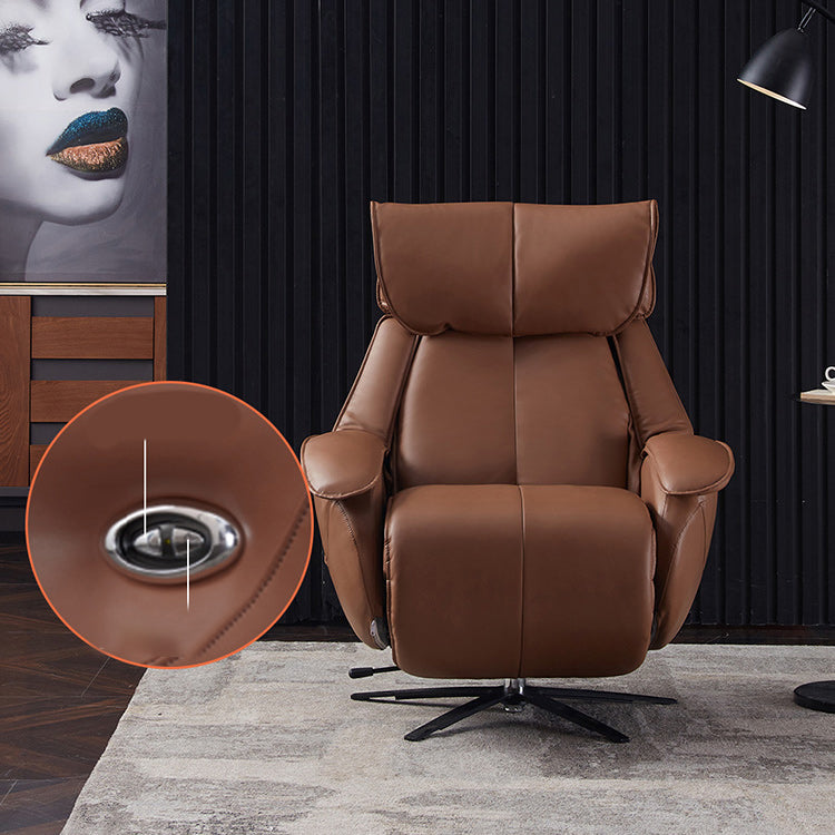 Genuine Leather Recliner Chair Solid Color Swivel Base Standard Recliner