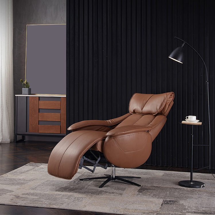 Genuine Leather Recliner Chair Solid Color Swivel Base Standard Recliner