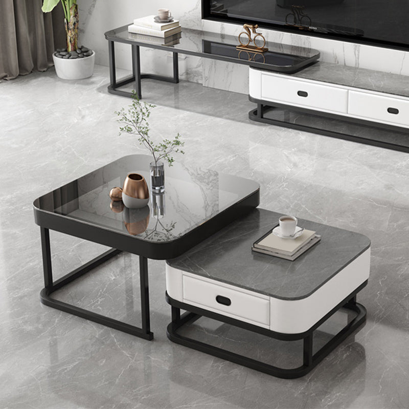 Ensemble de table basse carrée Frame Ensemble de table basse gigogne Glam avec tiroir