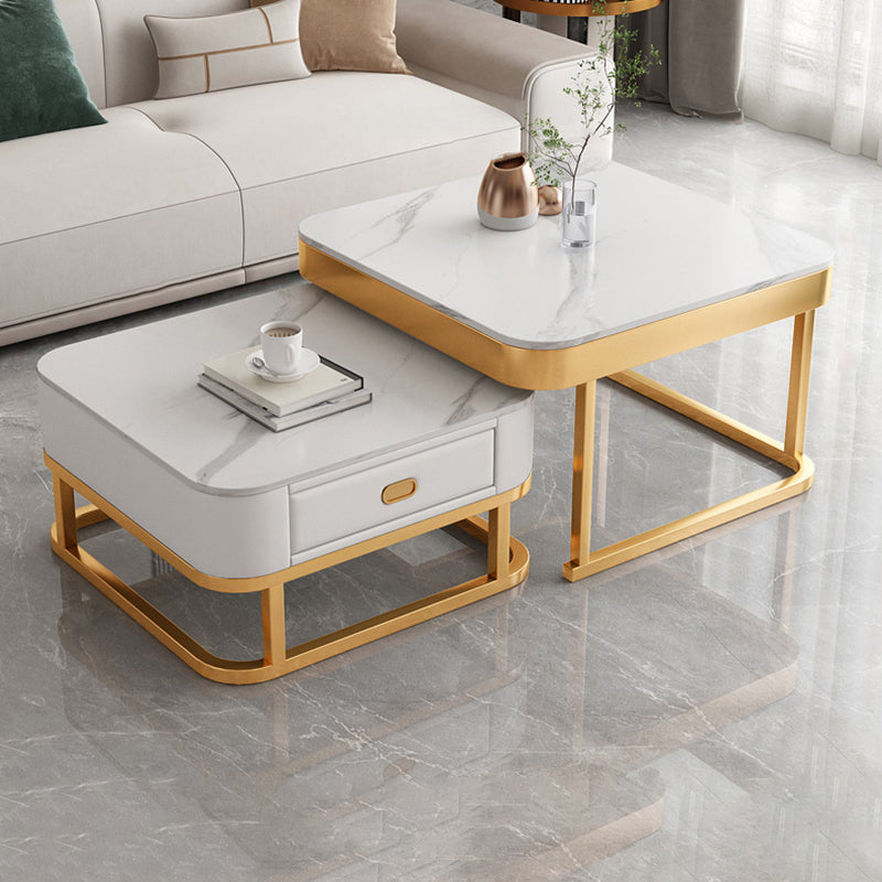 Ensemble de table basse carrée Frame Ensemble de table basse gigogne Glam avec tiroir