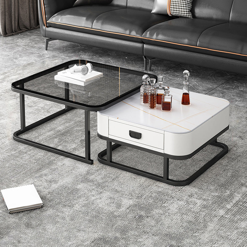 Ensemble de table basse carrée Frame Ensemble de table basse gigogne Glam avec tiroir