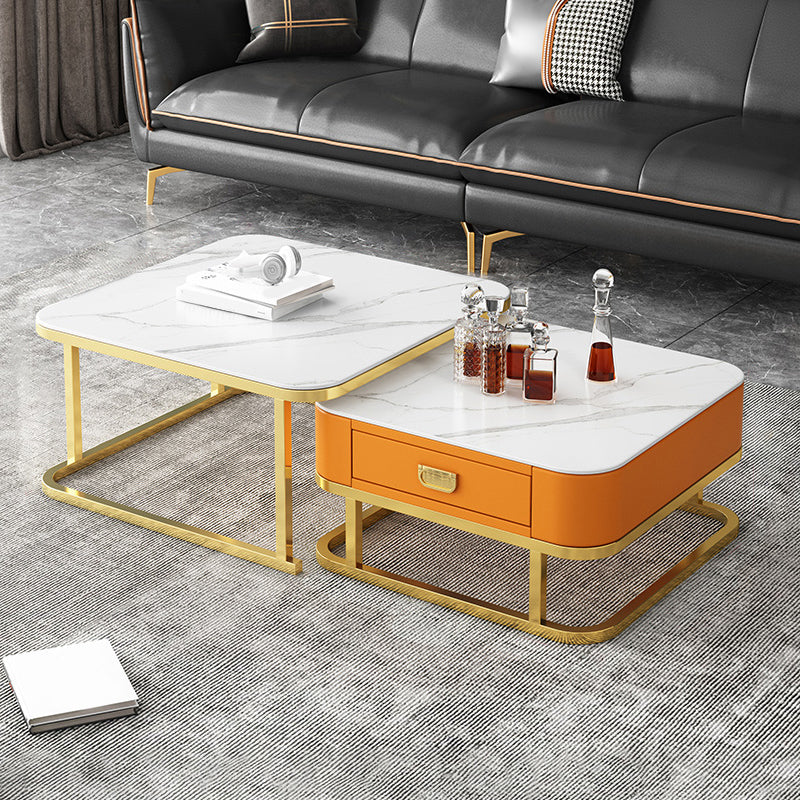 Ensemble de table basse carrée Frame Ensemble de table basse gigogne Glam avec tiroir