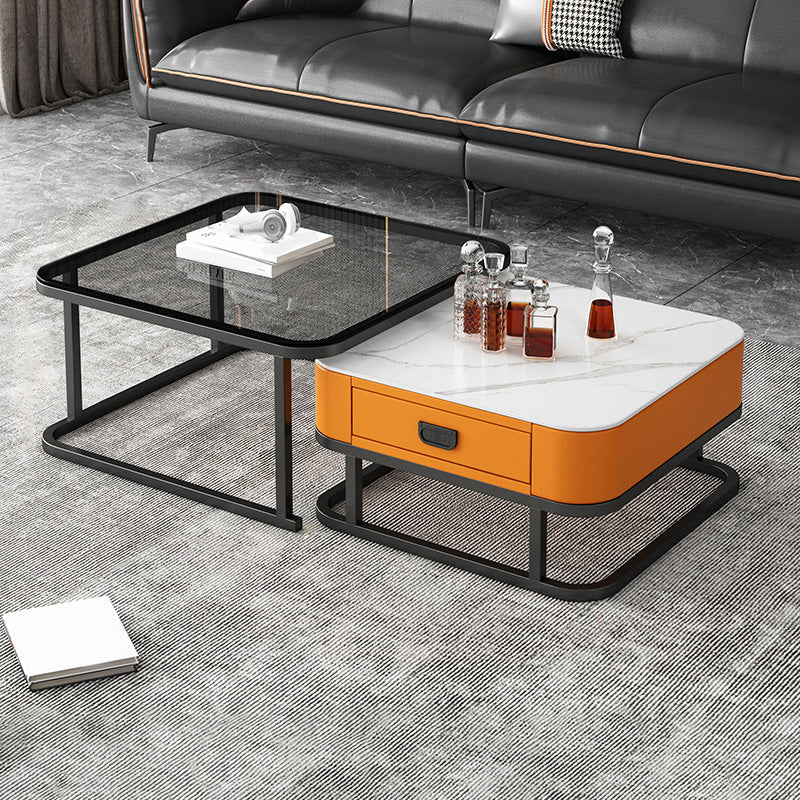 Ensemble de table basse carrée Frame Ensemble de table basse gigogne Glam avec tiroir