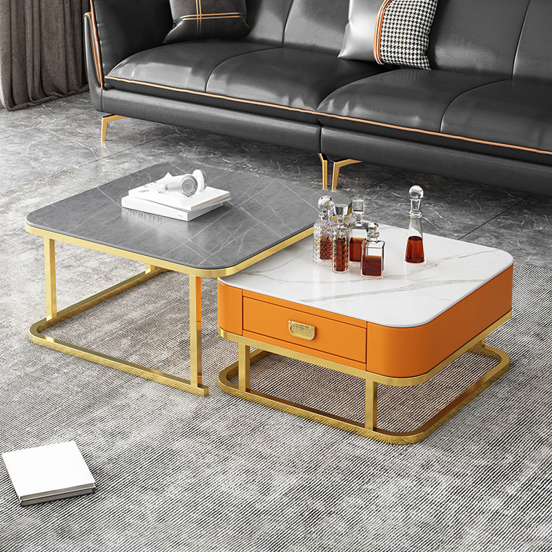 Ensemble de table basse carrée Frame Ensemble de table basse gigogne Glam avec tiroir