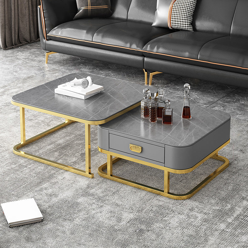 Ensemble de table basse carrée Frame Ensemble de table basse gigogne Glam avec tiroir