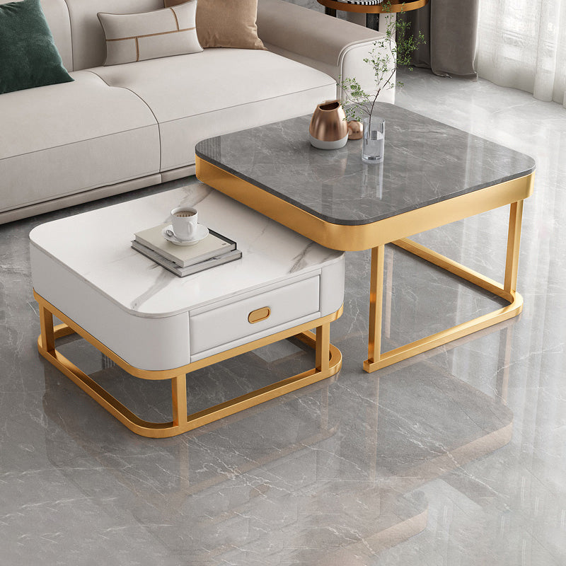 Ensemble de table basse carrée Frame Ensemble de table basse gigogne Glam avec tiroir