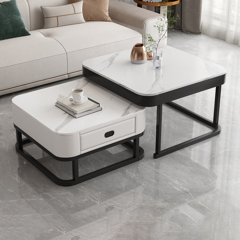 Ensemble de table basse carrée Frame Ensemble de table basse gigogne Glam avec tiroir
